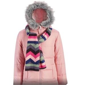 S. Rothschild Blush Puffer Jacket with Chevron Scarf NWOT